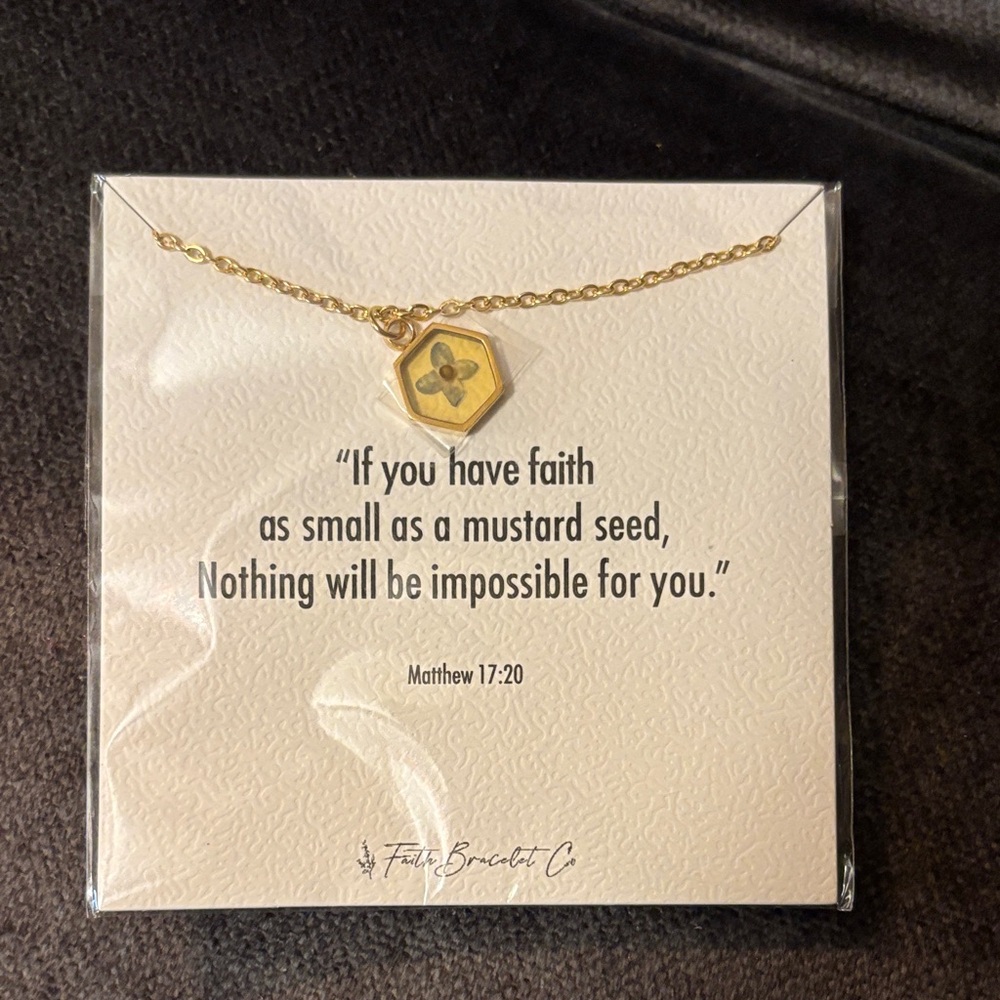 Gold Hexagon Mustard Seed Necklace